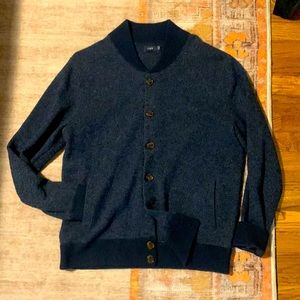 J.Crew lambs wool varsity style cardigan - blue - size L